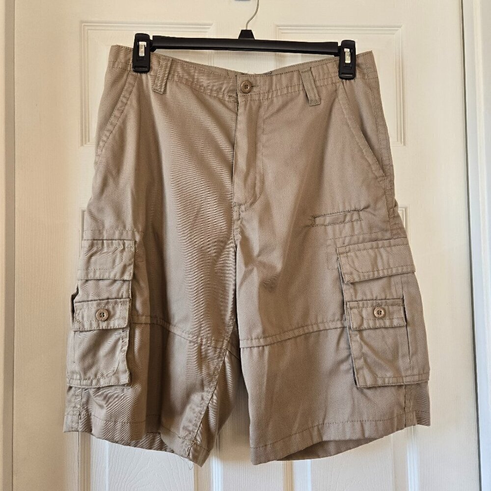 Roadblock Men's Khaki Cargo Multi-Pocket Shorts Size 32